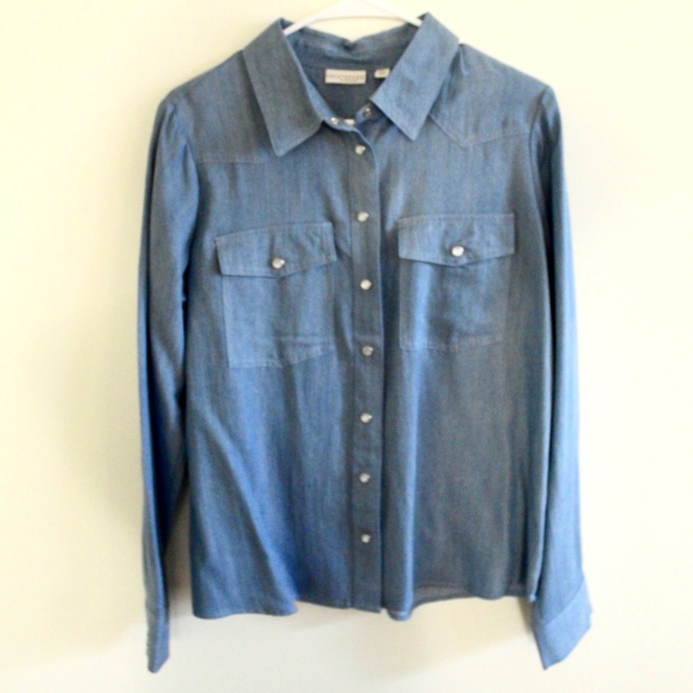 🌺 Eva Mendes Long-Sleeve Denim Shirt